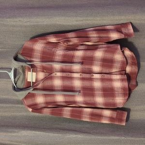 Pink Lucky Brand hooded flannel medium